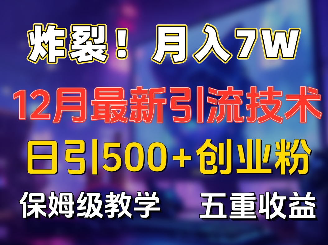 炸裂！月入7W+揭秘12月最新日引流500+精准创业粉，多重收益保姆级教学-云峥科技网