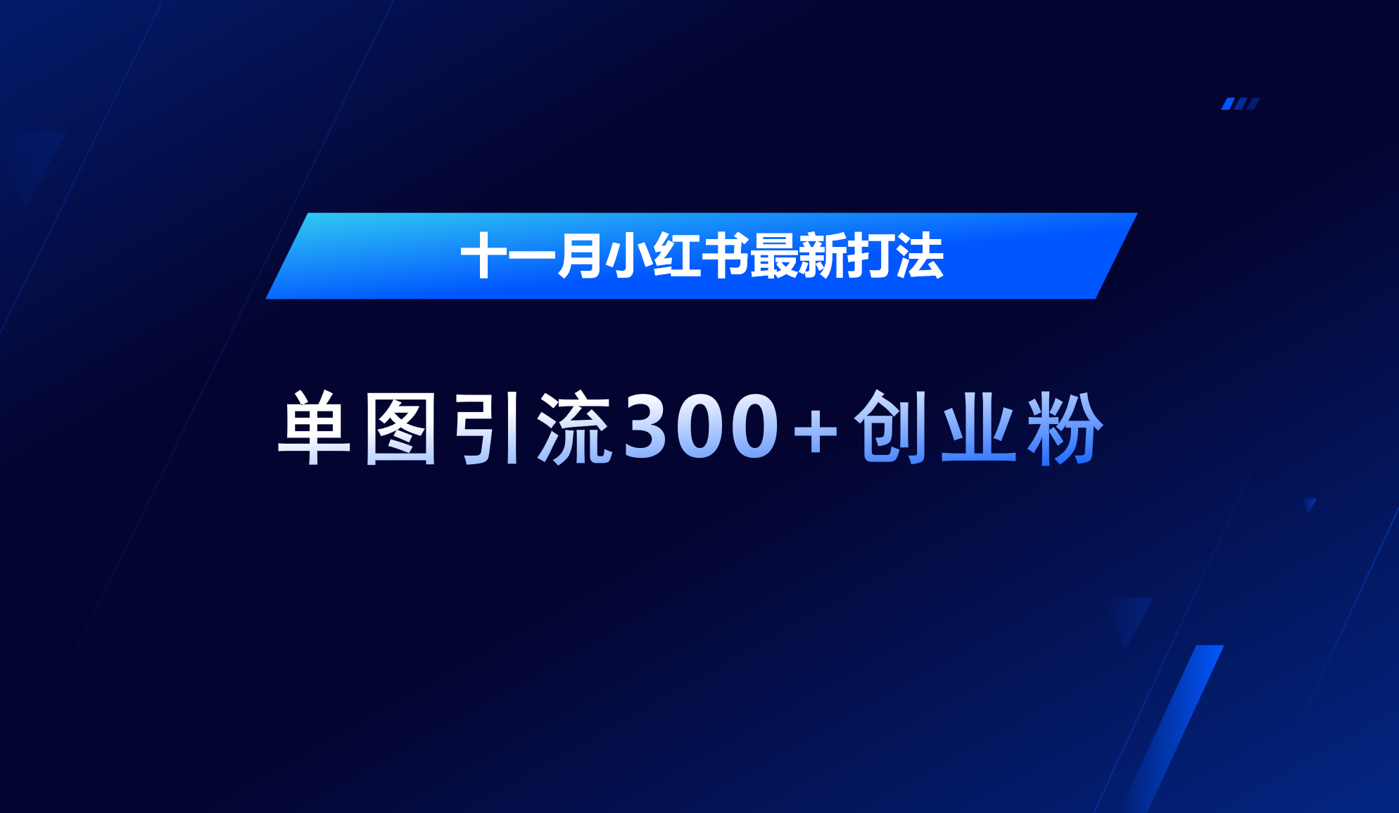 十一月，小红书最新打法，单图引流300+创业粉-云峥科技网