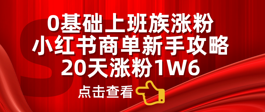 小红书商单新手攻略，20天涨粉1.6w，0基础上班族涨粉-云峥科技网