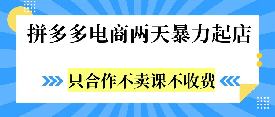 拼多多两天暴力起店，只合作不卖课不收费-云峥科技网