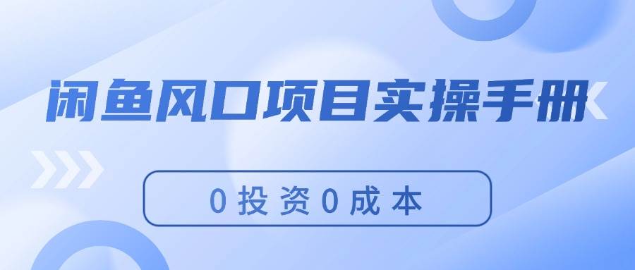 闲鱼风口项目实操手册，0投资0成本，让你做到，月入过万，新手可做-云峥科技网