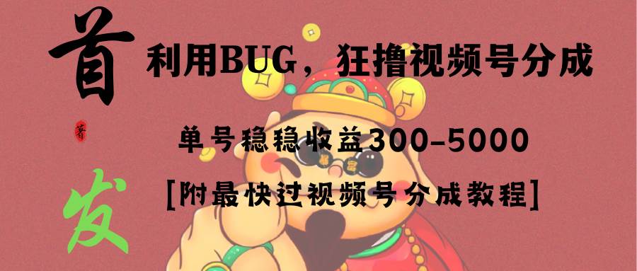 全网独家首发，视频号BUG，超短期项目，单号每日净收益300-5000！-云峥科技网