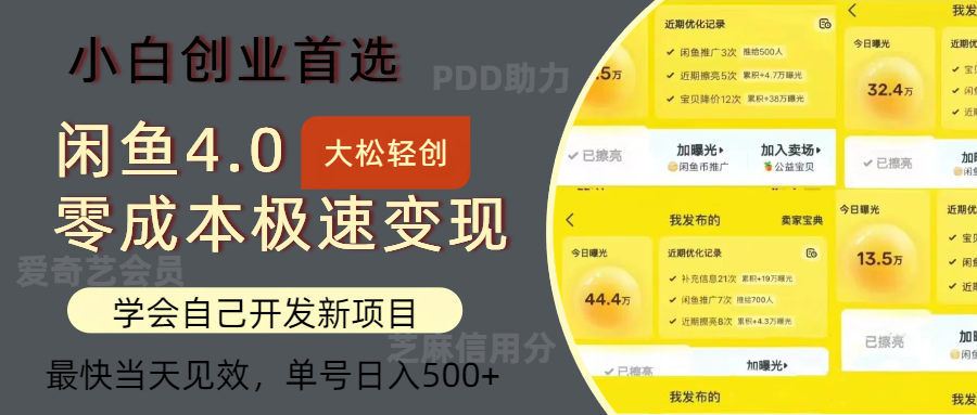 闲鱼0成本极速变现项目，多种变现方式，单号日入500+最新玩法-云峥科技网