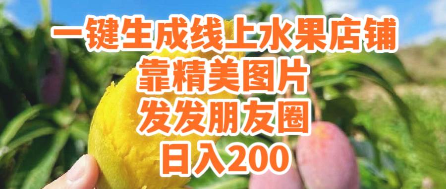 一键生成线上水果店，靠精美图片发发朋友圈，也能日入200-云峥科技网