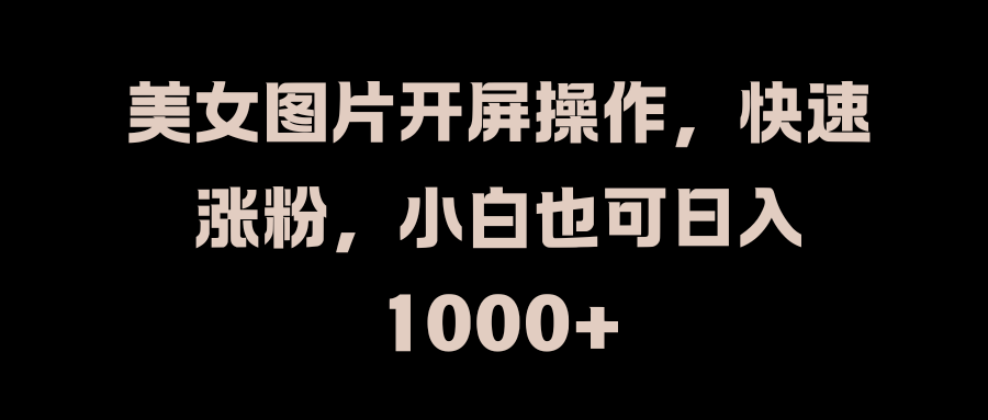 美女图片开屏操作，快速涨粉，小白也可日入1000+-云峥科技网