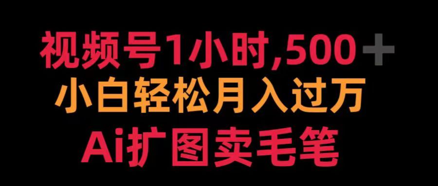 视频号每天1小时，收入500＋，Ai扩图卖毛笔-云峥科技网