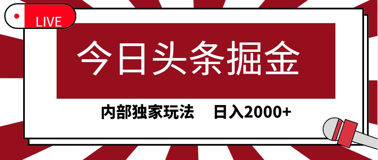 今日头条掘金，30秒一篇文章，内部独家玩法，日入2000+-云峥科技网