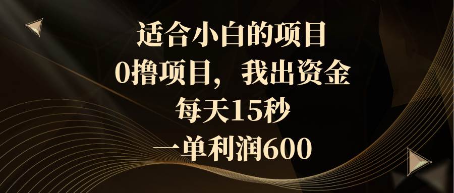 适合小白的项目，0撸项目，我出资金，每天15秒，一单利润600-云峥科技网