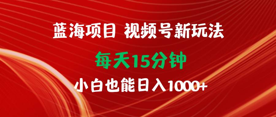 蓝海项目视频号新玩法 每天15分钟 小白也能日入1000+-云峥科技网