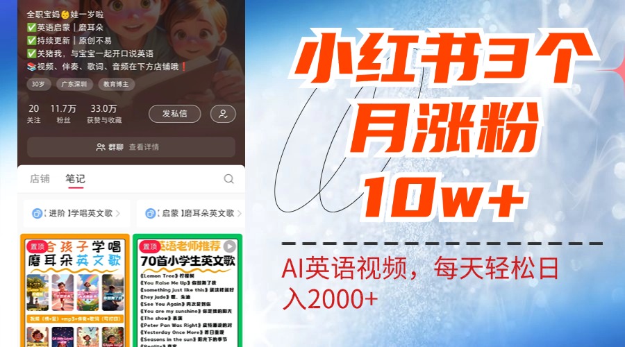 小红书三个月涨粉10W！AI英语视频0成本制作，每天轻松日入2000+-云峥科技网