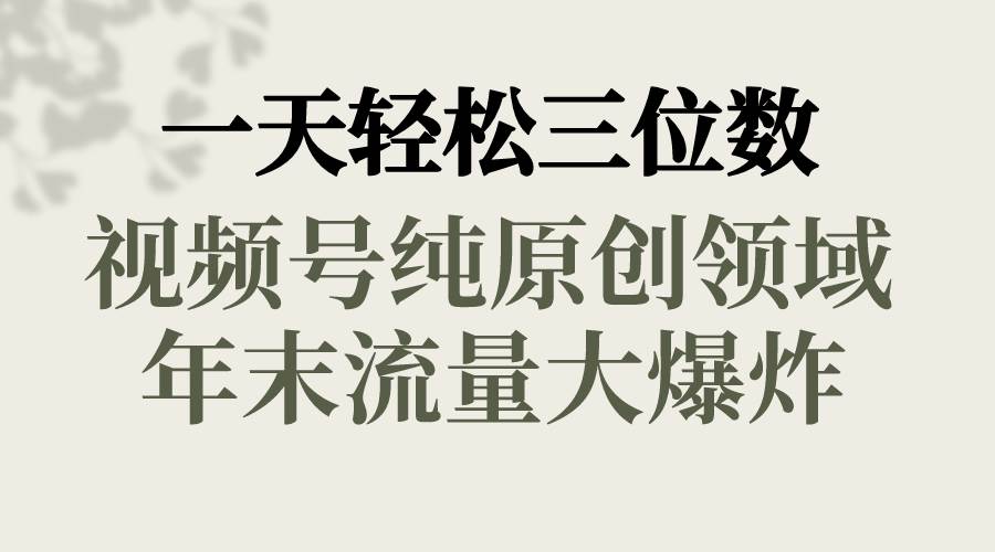 一天轻松三位数，视频号纯原创领域，春节童子送祝福，年末流量大爆炸-云峥科技网
