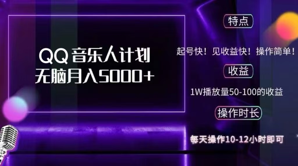 2024 QQ音乐人计划，轻松月入5000+，纯无脑操作，可批量放大操作-云峥科技网