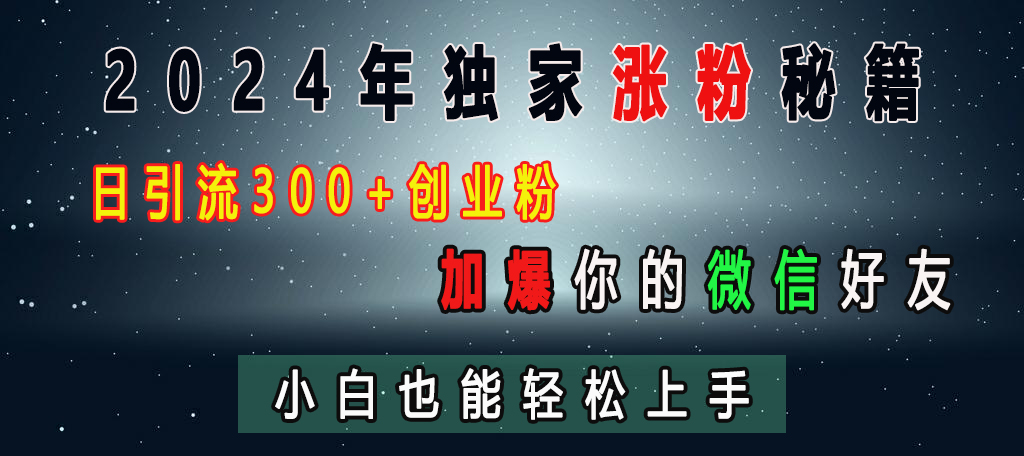 2024年独家涨粉秘籍，日引流300+创业粉，加爆你的微信好友，小白也能轻松上手-云峥科技网