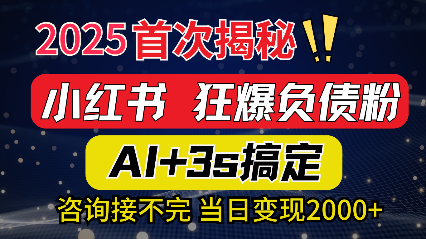 2025引流天花板：最新小红书狂暴负债粉思路，咨询接不断，当日入2000+-云峥科技网