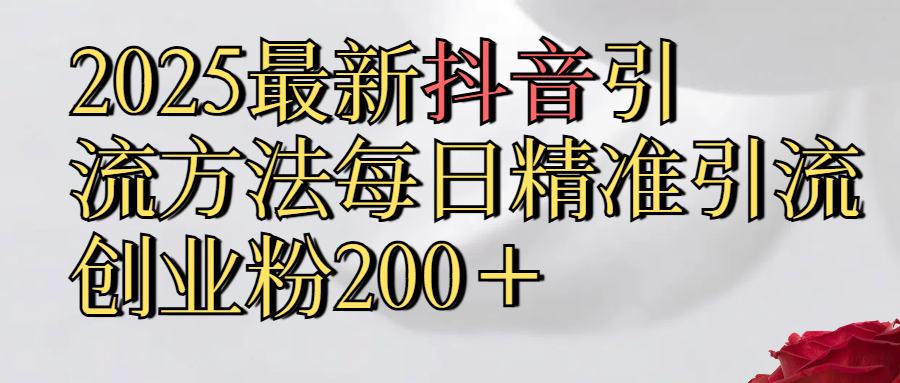 2025最新,抖音引流,方法每日精准引流创业粉300＋-云峥科技网