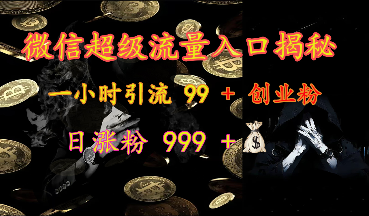 微信超级流量入口揭秘：一小时引流 99 + 创业粉，日涨粉 999 +【揭秘】-云峥科技网