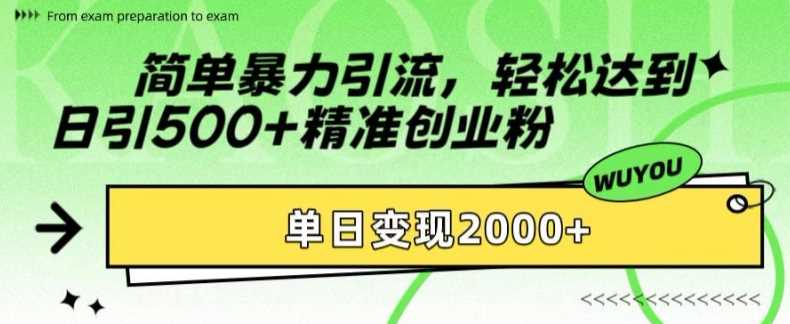 简单暴力引流轻松达到日引500+精准创业粉，单日变现2k【揭秘】-云峥科技网
