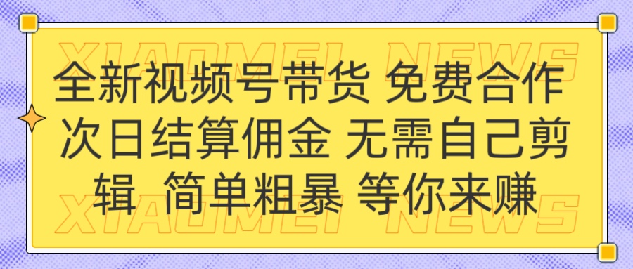 全新视频号 免费合作 佣金次日结算 无需自己剪辑-云峥科技网
