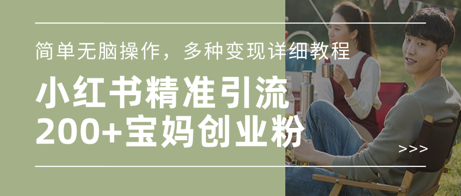 小红书精准日引200+宝妈创业粉，简单无脑操作，多种变现详细教程-云峥科技网