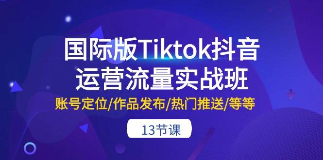 国际版Tiktok抖音运营流量实战班：账号定位/作品发布/热门推送/等等-13节-云峥科技网