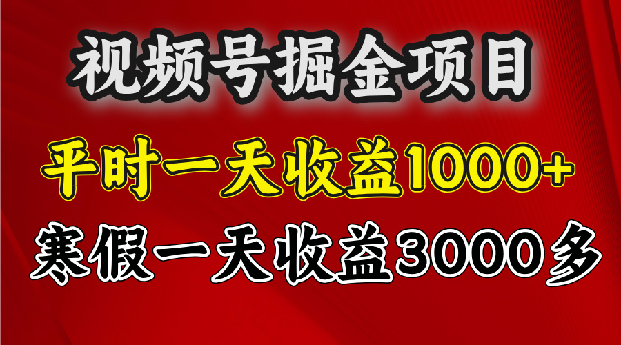 视频号掘金项目，寒假一天收益3000多-云峥科技网