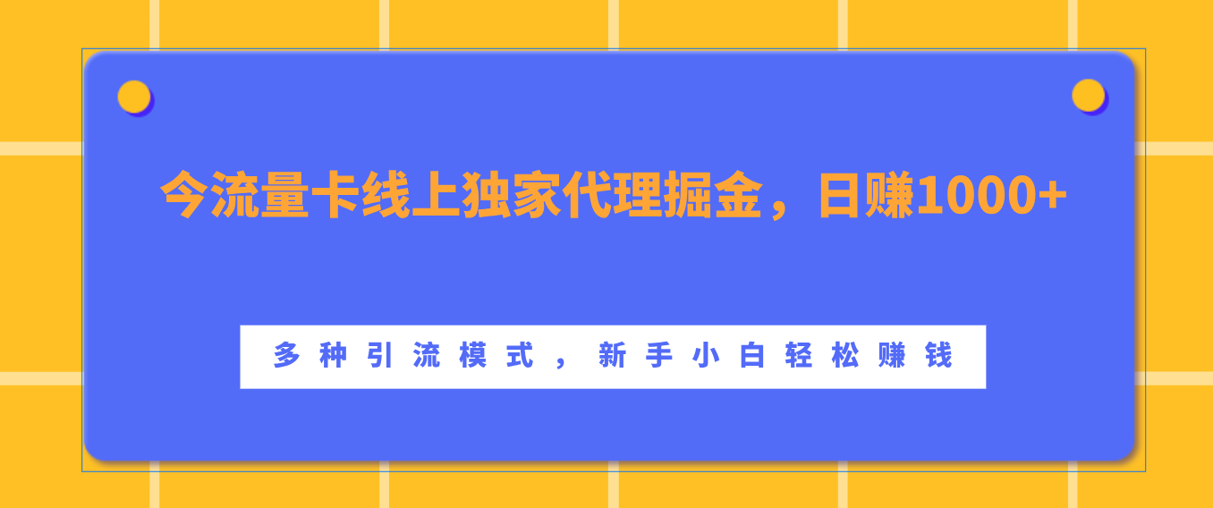 流量卡线上独家代理掘金，日赚1000+ ，多种引流模式，新手小白轻松赚钱-云峥科技网
