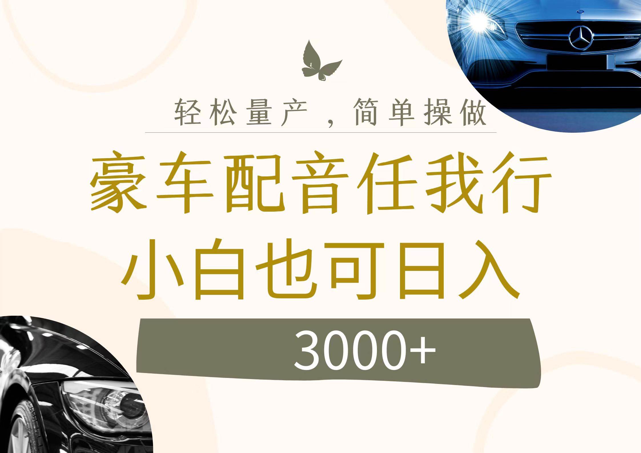 不为人知的暴力小项目，豪车配音，日入3000+-云峥科技网