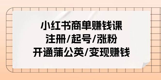 小红书商单赚钱课：注册/起号/涨粉/开通蒲公英/变现赚钱（25节课）-云峥科技网