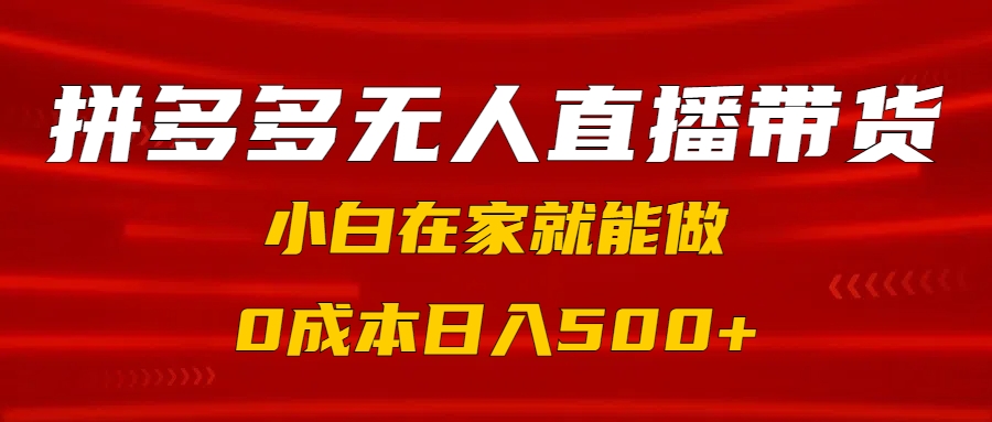 拼多多无人直播带货，小白在家就能做，0成本日入500+-云峥科技网