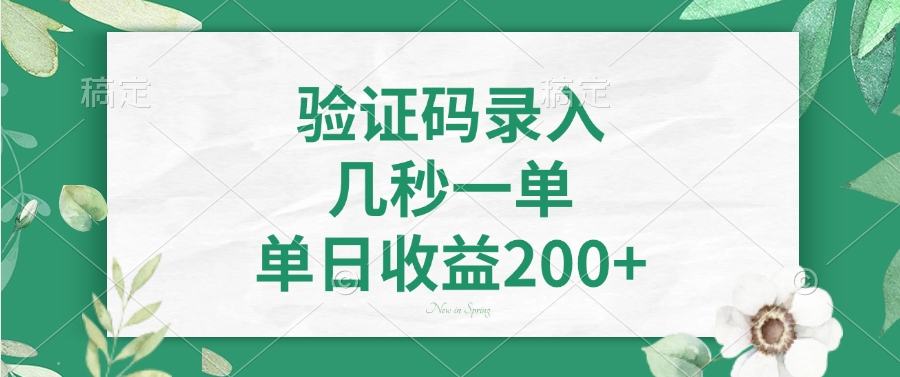 验证码录入，几秒一单，单日收益200+-云峥科技网