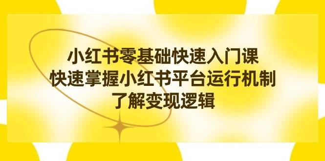 小红书0基础快速入门课，快速掌握小红书平台运行机制，了解变现逻辑-云峥科技网