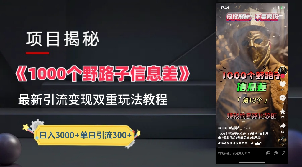 最新一千个野路子信息差玩法教程如何变现＋引流的玩法具体拆解！！！-云峥科技网