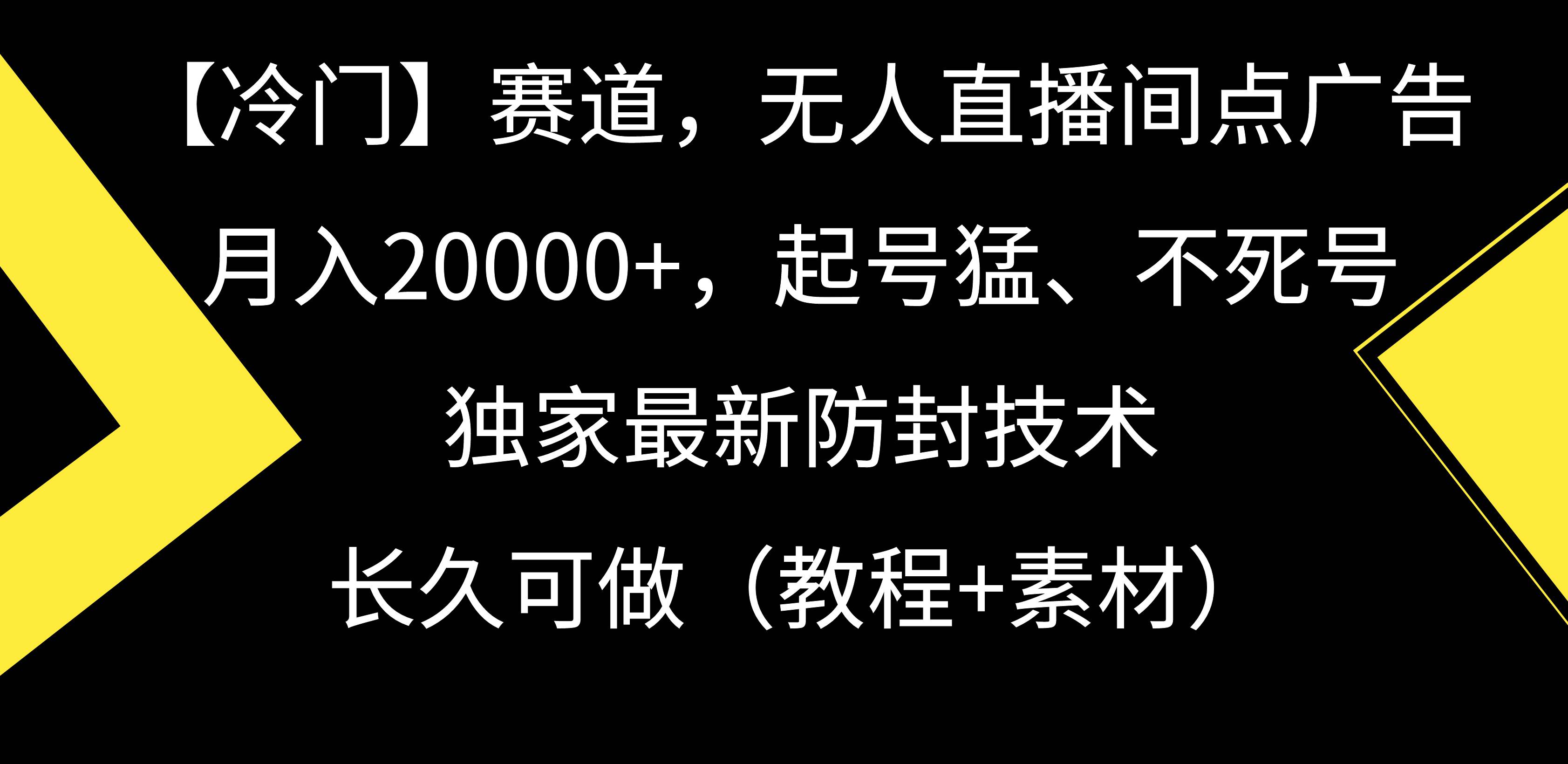 【冷门】赛道，无人直播间点广告，月入20000+，起号猛、不死号，独家最...-云峥科技网