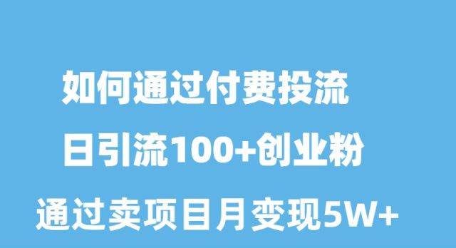 如何通过付费投流日引流100+创业粉月变现5W+-云峥科技网