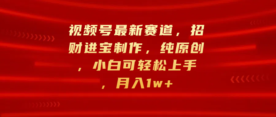 视频号最新赛道，招财进宝制作，纯原创，小白可轻松上手，月入1w+-云峥科技网