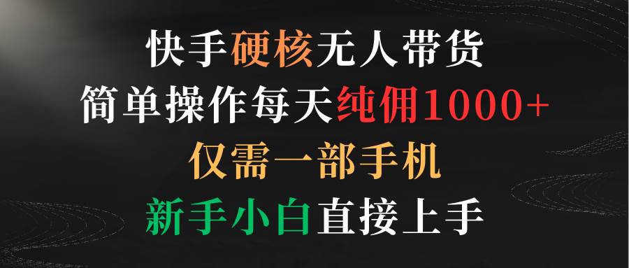 快手硬核无人带货，简单操作每天纯佣1000+,仅需一部手机，新手小白直接上手-云峥科技网