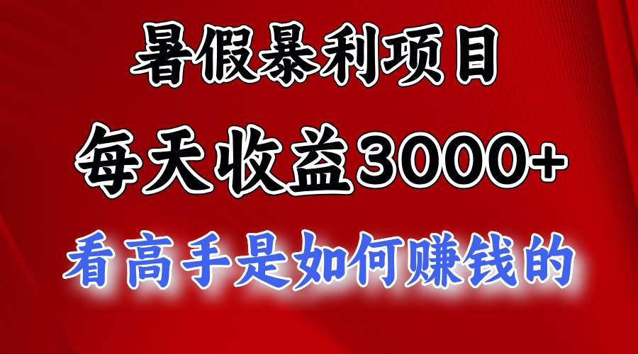 暑假暴利项目，每天收益3000+ 努努力能达到5000+，暑假大流量来了-云峥科技网