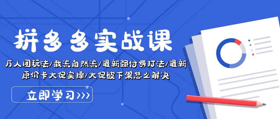 拼多多·实战课：万人团玩法/截流自然流/最新强付费打法/最新原价卡大促..-云峥科技网