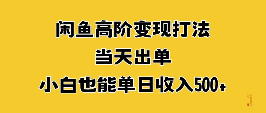 闲鱼高阶变现打法，当天出单，小白也能单日收入500+-云峥科技网