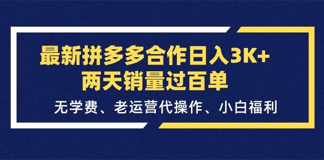 最新拼多多合作日入3K+两天销量过百单，无学费、老运营代操作、小白福利-云峥科技网