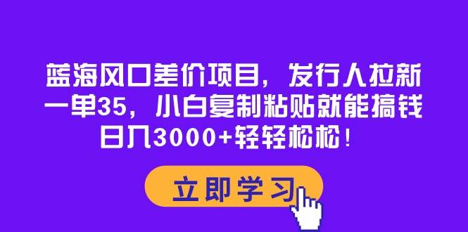 蓝海风口差价项目，发行人拉新，一单35，小白复制粘贴就能搞钱！日入3000+轻轻松松-云峥科技网