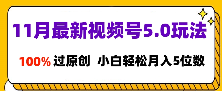 11月最新视频号5.0玩法，100%过原创，小白轻松月入5位数-云峥科技网
