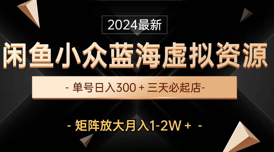 最新闲鱼小众蓝海虚拟资源，单号日入300＋，三天必起店，矩阵放大月入1-2W-云峥科技网