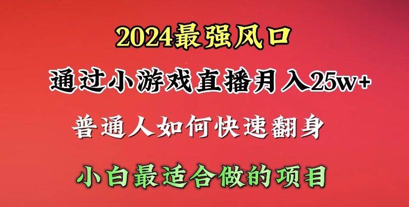2024年最强风口，通过小游戏直播月入25w+单日收益5000+小白最适合做的项目-云峥科技网