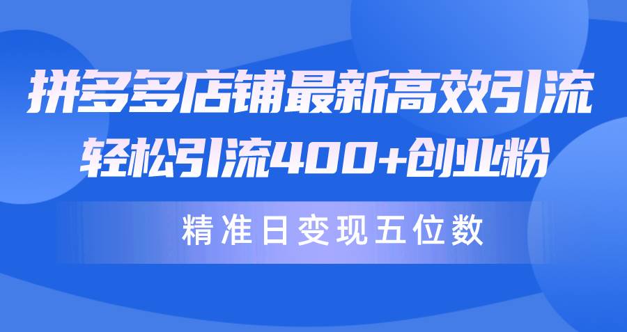 拼多多店铺最新高效引流术，轻松引流400+创业粉，精准日变现五位数！-云峥科技网
