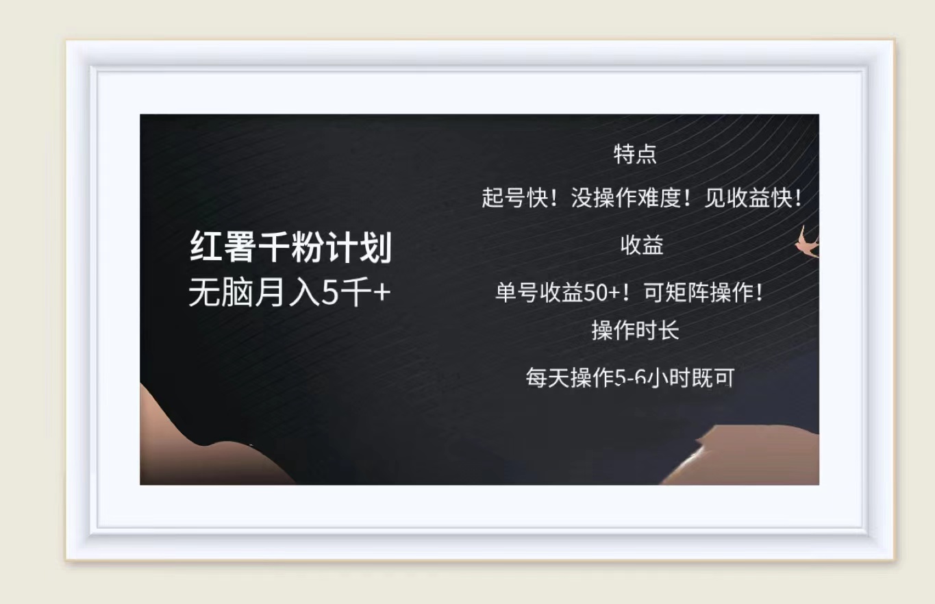 红薯千粉计划无脑月入5千➕！既做既赚！-云峥科技网