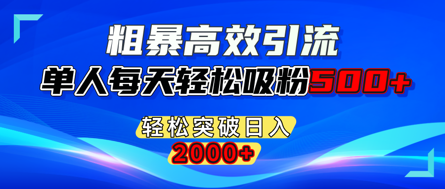 粗暴高效引流,单人每天轻松吸粉500+,轻松突破日入2000+-云峥科技网