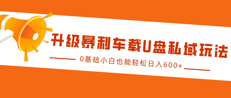 升级暴利车载U盘私域玩法，0基础小白也能轻松日入600+-云峥科技网