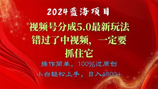 2024蓝海项目，视频号分成计划5.0最新玩法，错过了中视频，一定要抓住...-云峥科技网