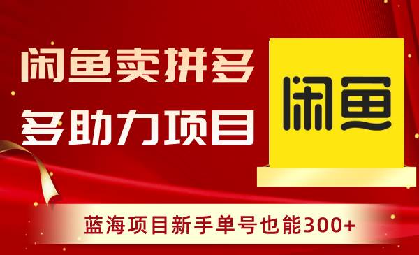 闲鱼卖拼多多助力项目，蓝海项目新手单号也能300+-云峥科技网
